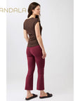 3/4 Yogahose von mandala enganliegend mit leichtem Schlag rot aus tencel