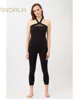 Mandala Cropped Yoga Pants - black