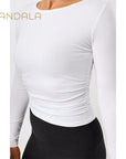 mandala side ruffled longsleeve white