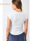 Mandala Side Ruffled Top - baby blue