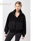 warme bomberjack von mandala schwarz teddy