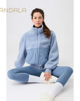 warme bomberjack von mandala hellblau teddy