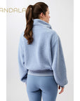 warme bomberjack von mandala hellblau teddy