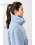 warme bomberjack von mandala hellblau teddy
