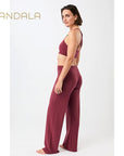 yogahose gerader weiter Schnitt rot von mandala aus tencel