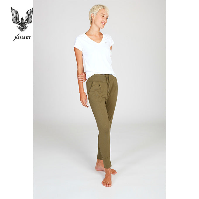 yogahose cosy pant kismet olive locker geschnitten hochwertige qualität
