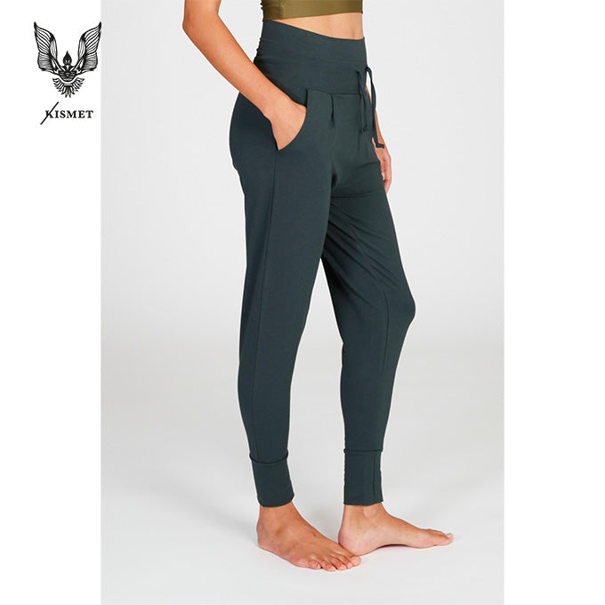 yogahose cosy pant kismet dunkles grau-gruen locker geschnitten hochwertige qualität
