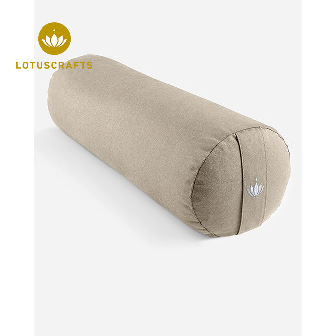 lotuscrafts yoga bolster rund light taupe dinkelspelzen