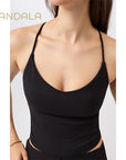 Mandala Copped Pilates Top - black