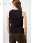 Mandala Cropped Ruffled Top - black