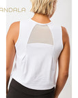 Mandala Cropped Tank Top - white