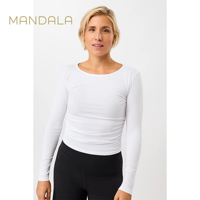 mandala side ruffled longsleeve white