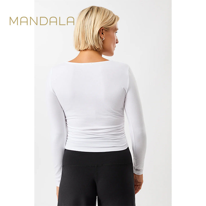 mandala side ruffled longsleeve white