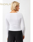 mandala side ruffled longsleeve white