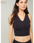 Mandala V-Neck Top - black