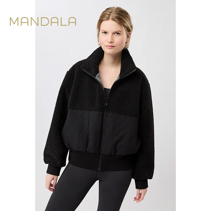 warme bomberjack von mandala schwarz teddy