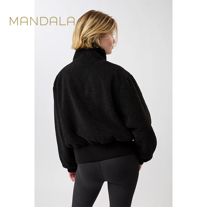 warme bomberjack von mandala schwarz teddy