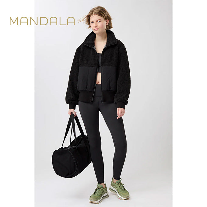 warme bomberjack von mandala schwarz teddy