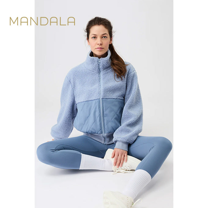 warme bomberjack von mandala hellblau teddy