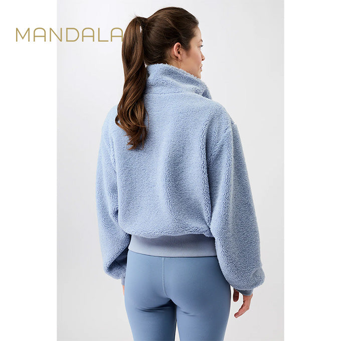 warme bomberjack von mandala hellblau teddy