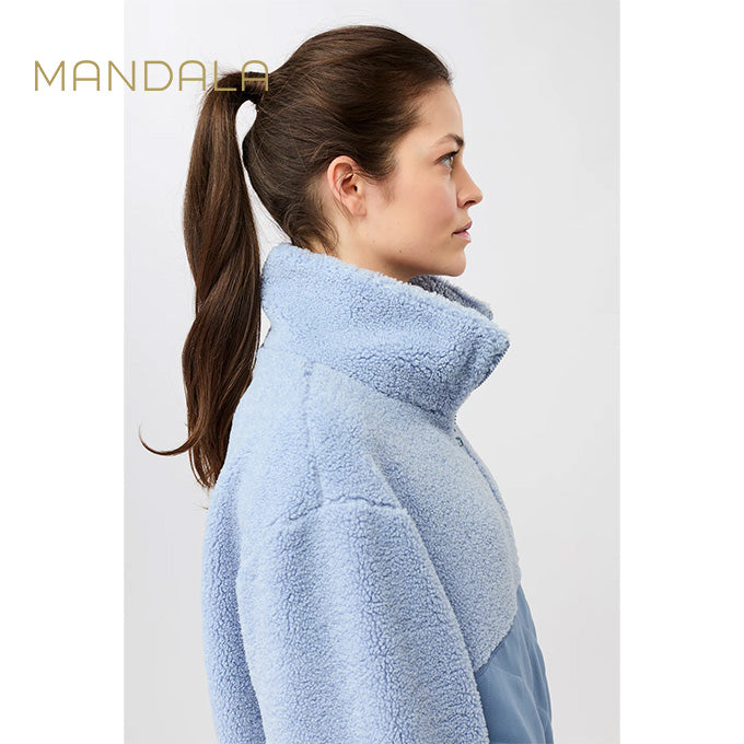 warme bomberjack von mandala hellblau teddy
