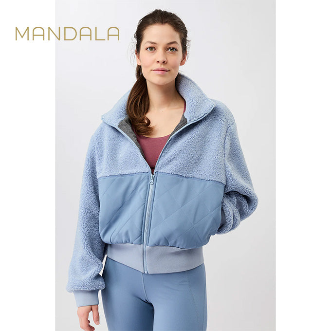 warme bomberjack von mandala hellblau teddy