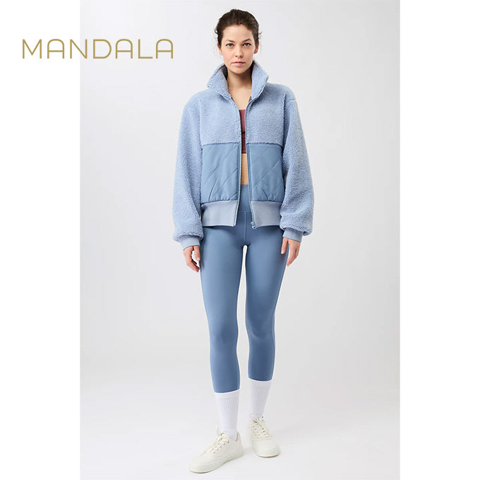 warme bomberjack von mandala hellblau teddy